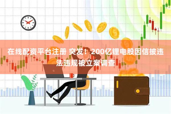 在线配资平台注册 突发！200亿锂电股因信披违法违规被立案调查